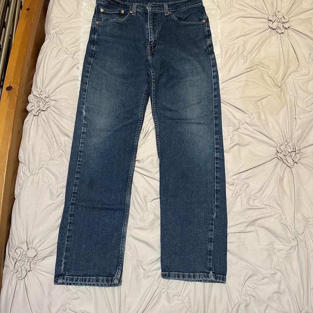 Men’s 32/30 Levi's Dark Blue Straight Jeans with flaw on back right pocket.